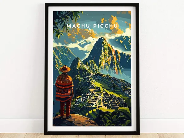 Machu Picchu Travel Poster, Andean Landmark Print