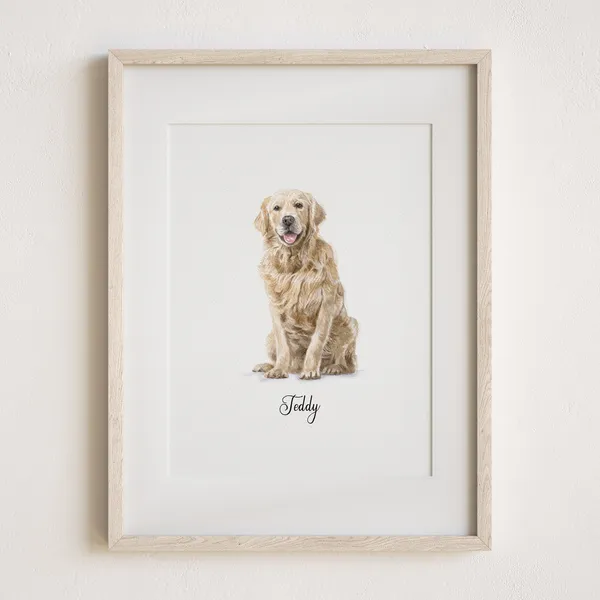 Custom Pet Portrait Dog and Cat Art Print