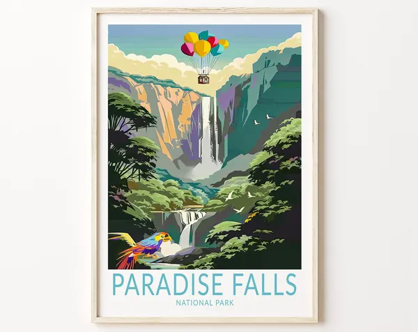 Paradise Falls Travel Poster, National Park Art Print