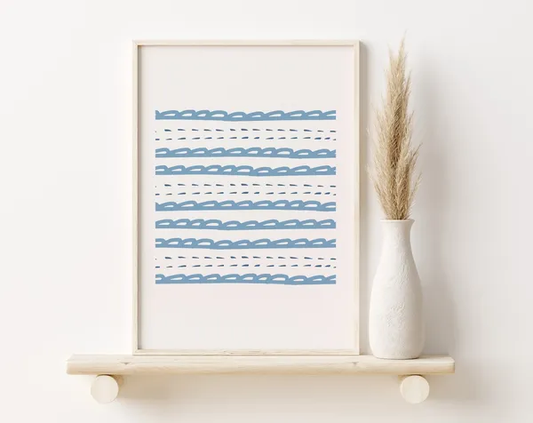 Coastal Abstract Waves Art Print, Beachy Wall Art