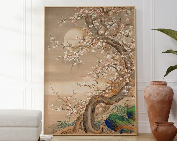 Japanese Plum Blossom Botanical Landscape Art Print