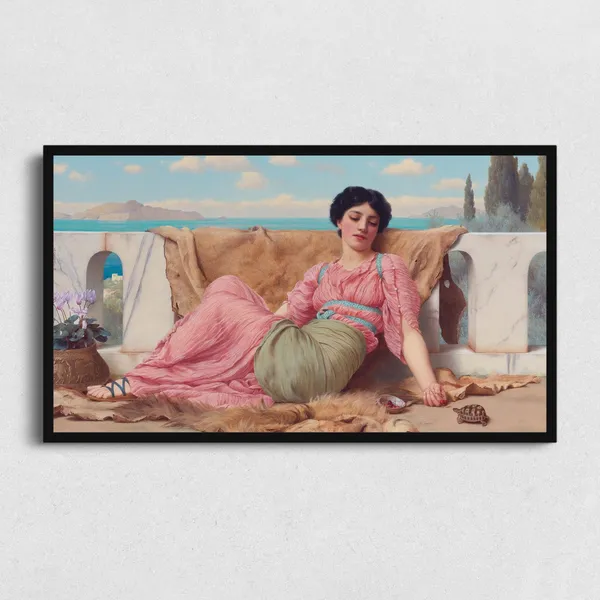 Vintage Frame TV Portrait Art, Bored Woman Portrait