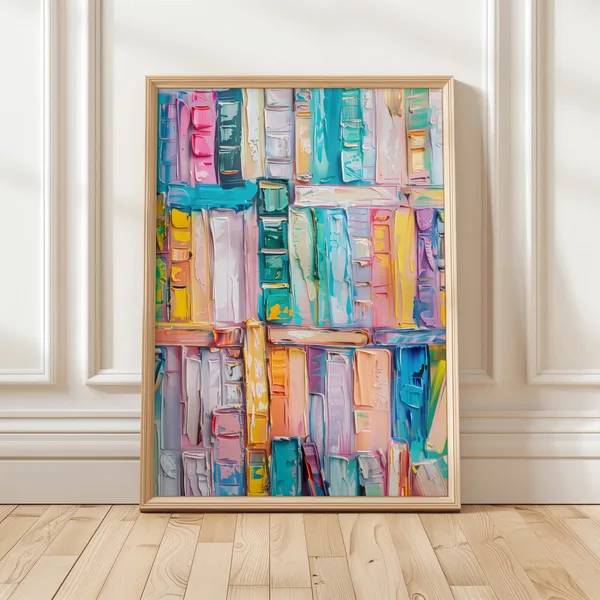 Bookshelf Abstract Art Print, Modern Reading Decor