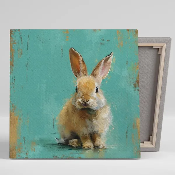 Curious Cottontail Whimsical Animal Nursery Poster