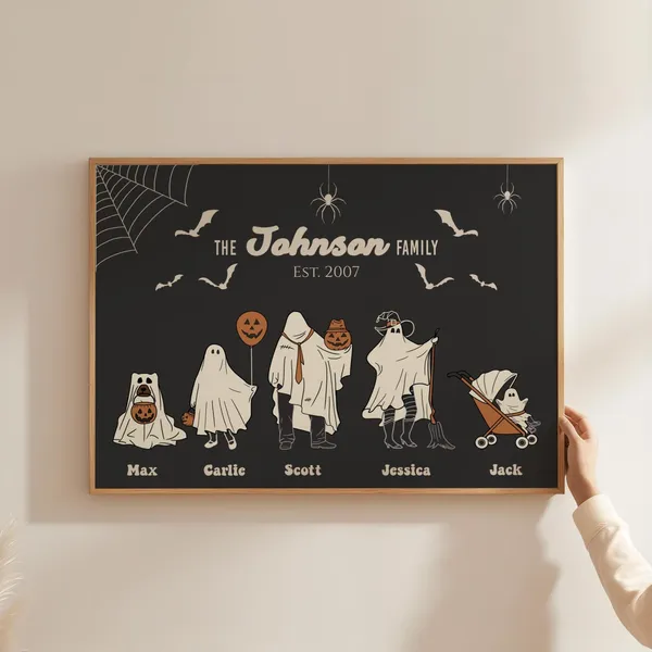 Halloween Ghost Family Portrait Personalized Art Print