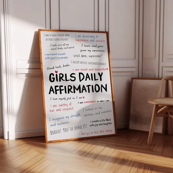 Girls Affirmation Daily Quote Wall Art Print
