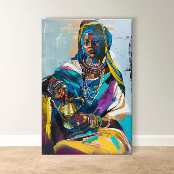 Ethiopian Woman Habesha Kemis Art Print, Vibrant Decor