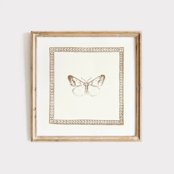 Vintage Minimal Butterfly Art Print, Mocha Brown