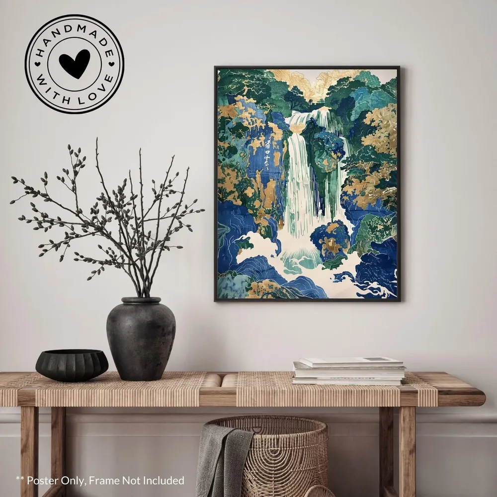 Traditional Hokusai Ukiyo E Japanese Waterfall Poster Print