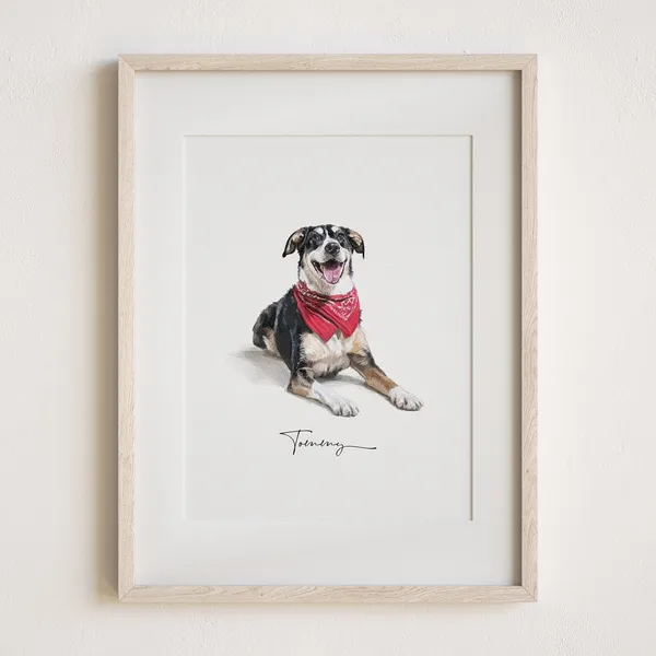 Custom Pet Portrait Personalised Dog Illustration