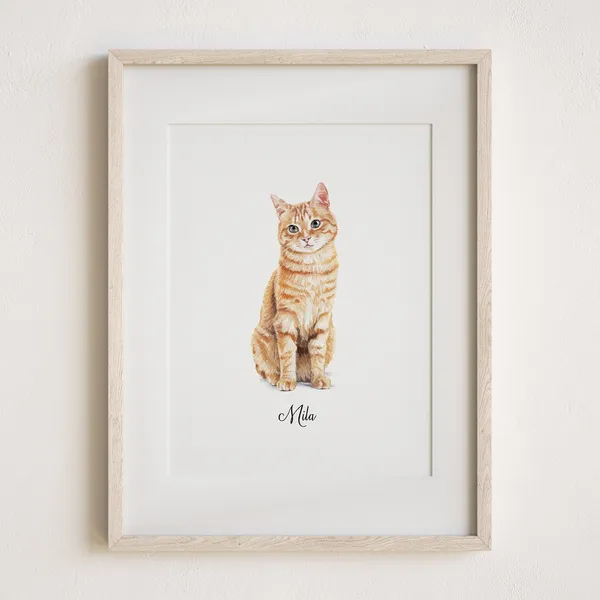Minimalist Custom Portrait Pet Painting, Christmas Gift