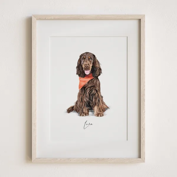 Custom Pet Portrait Hand Drawn Wall Art Print