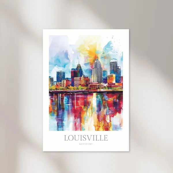 Louisville Kentucky Watercolor Art Print, Travel Poster