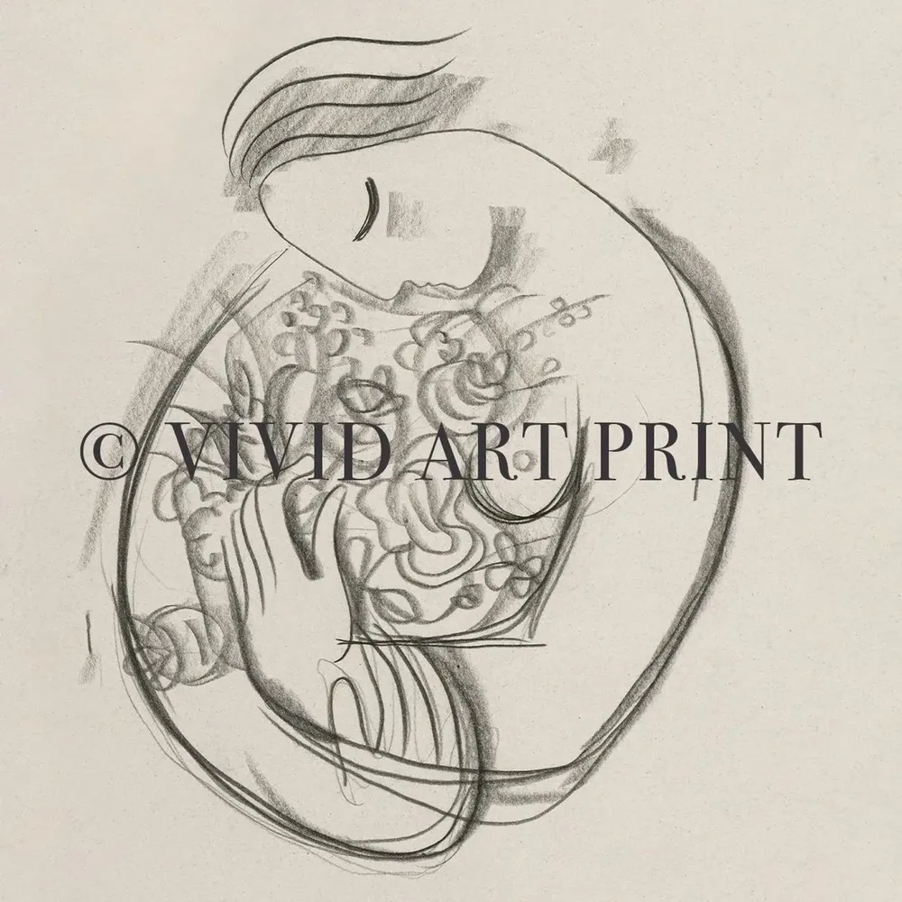 A Girl With Flowers, Vintage Art Deco Print - Image 4