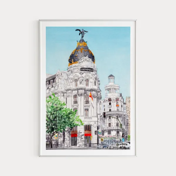 Madrid Watercolor Art Print, Spain Travel Poster