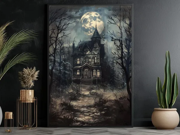 Dark Haunting House Spooky Castle Poster Print