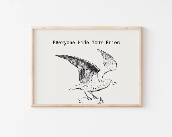 Vintage Seagull Print, Retro Coastal Wall Art