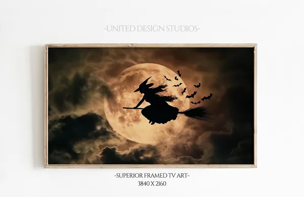 Halloween Witch Art Print, Spooky TV Wall Art
