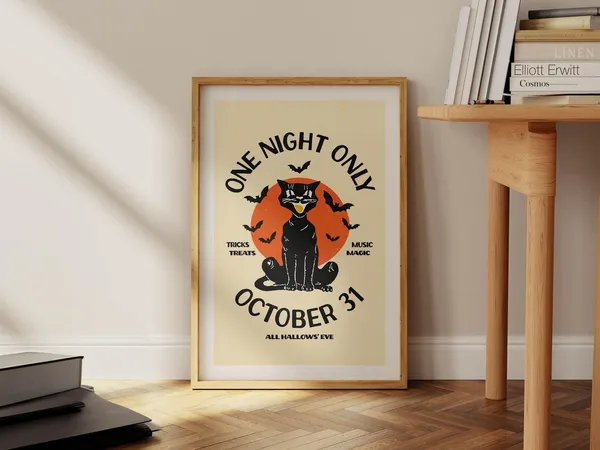 Retro Halloween Art Print, Kitchen Wall Decor