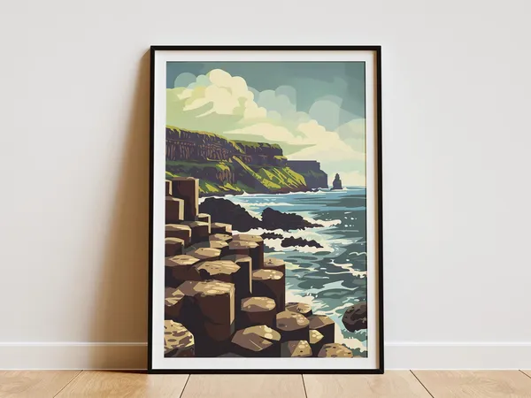 Giants Causeway Ireland Travel Poster, Minimalist
