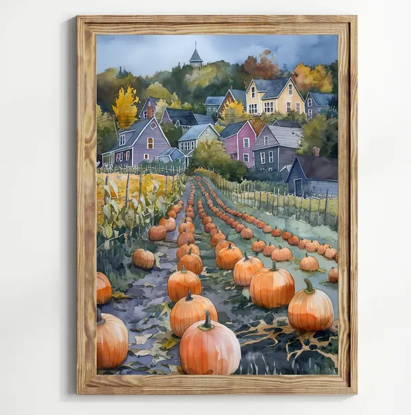 Pumpkin Patch Art Print, Farmhouse Fall Decor