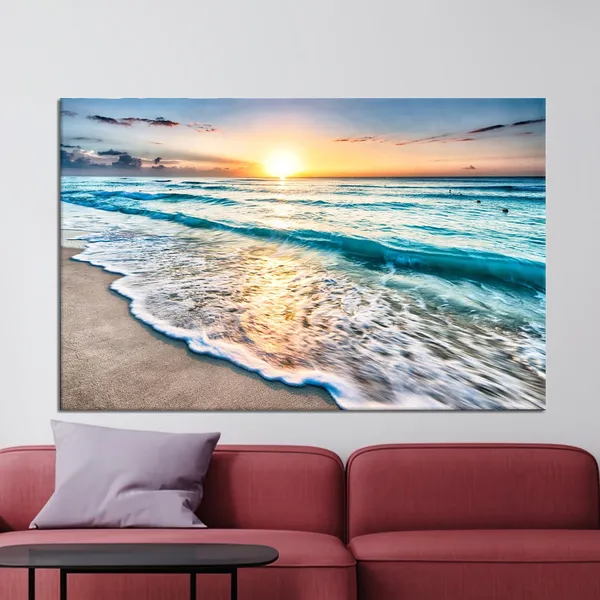Sunset Beach Ocean Seascape Art Print