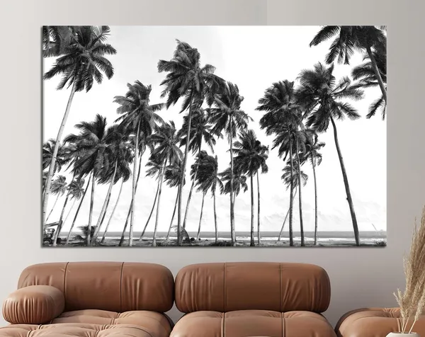Black And White Palm Tree Art Print, Coastal Decor