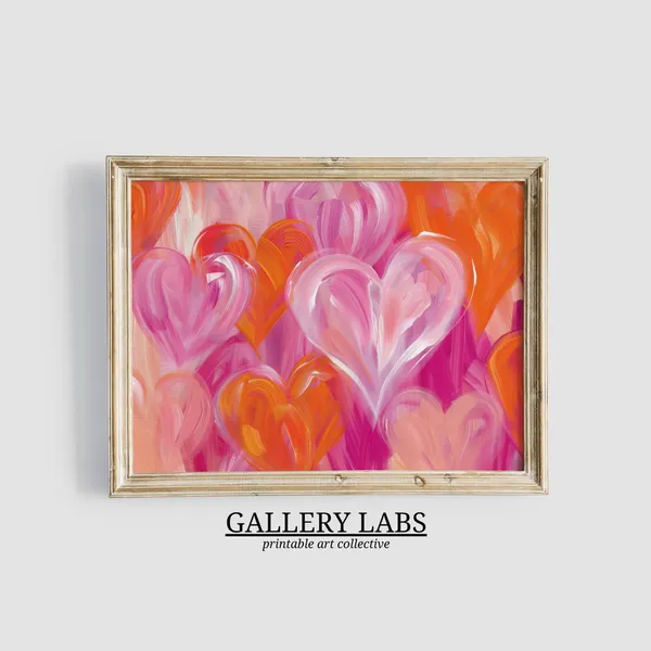 Pink Orange Print, Trendy Apartment Wall Art