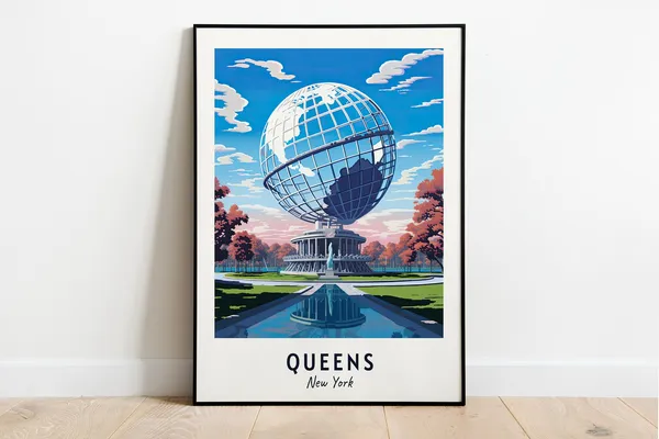 Queens New York City Travel Poster, City Print