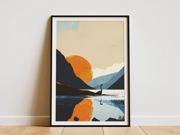 Loch Ness Monster Scotland Minimalist Travel Poster