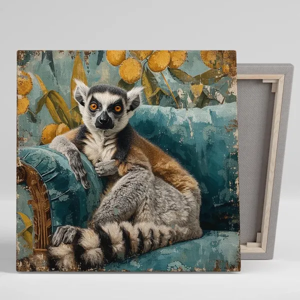 Lemur Gaze Tropical Nature Art Print for Living Room
