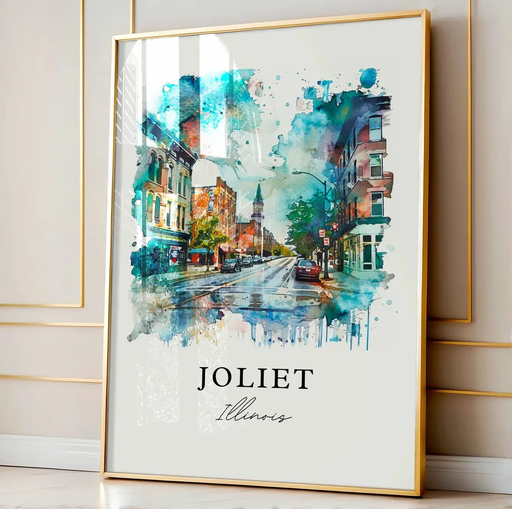 Joliet Illinois Watercolor Travel Poster, Housewarming - Image 3