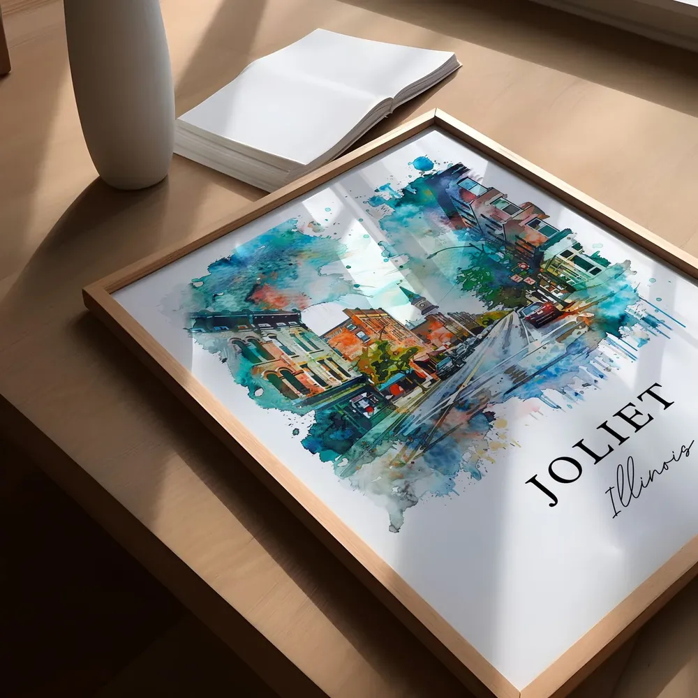 Joliet Illinois Watercolor Travel Poster, Housewarming - Image 5