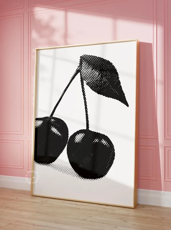 Cherry Print Funky Groovy Poster, Dorm Room Decor