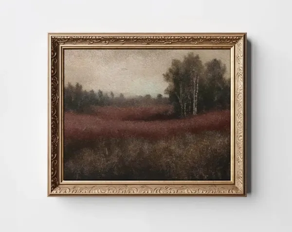 Moody Fall Landscape Vintage Art Print