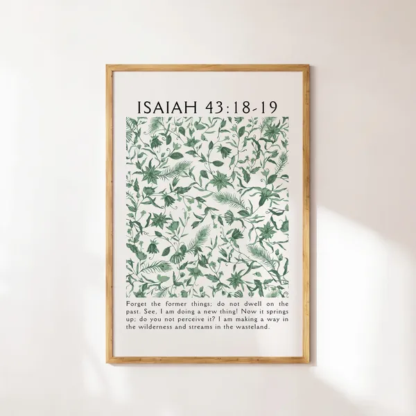 Isaiah 43 Christian Verse, Vintage Apartment Decor Art Print