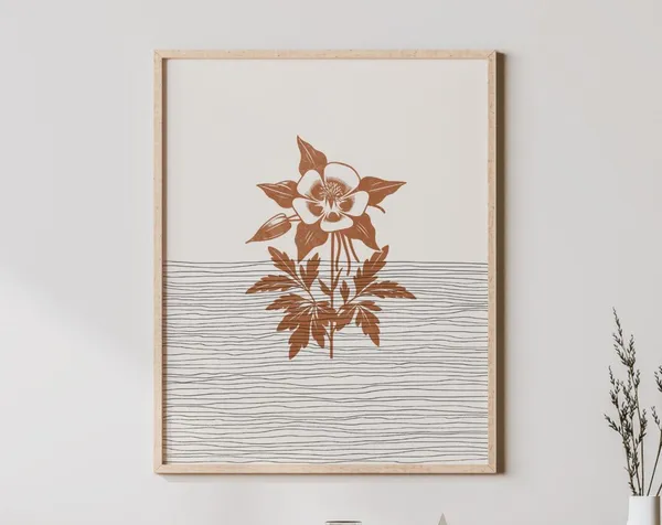 Columbine Flower Botanical Art Print, Aquilegia