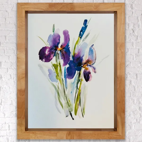 Iris Watercolor Art Print, Botanical Floral Design