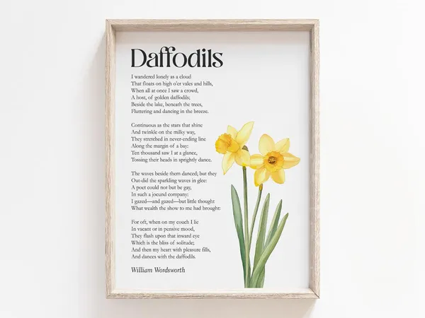 Daffodils Poem by William Wordsworth, Art Print