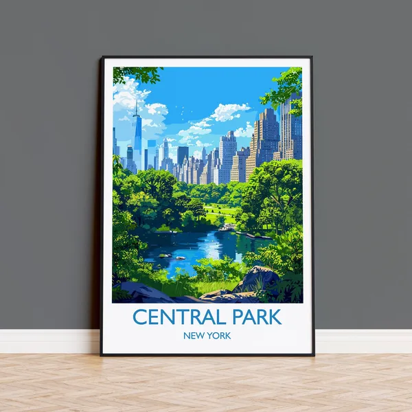 Central Park New York Travel Poster, Wall Art