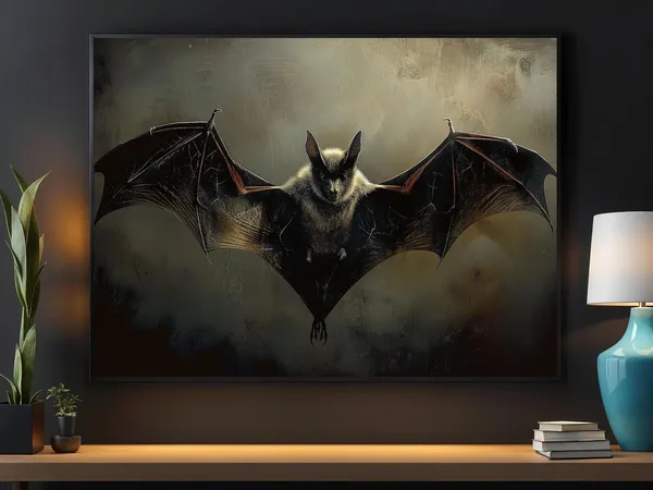 Dark Bat Print Halloween Poster
