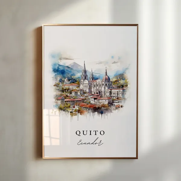 Quito Ecuador Custom Text Travel Poster Art