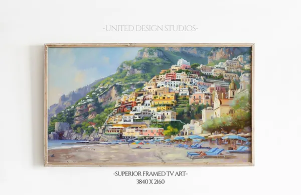 Positano Coastal Beach Travel Poster, Italy View