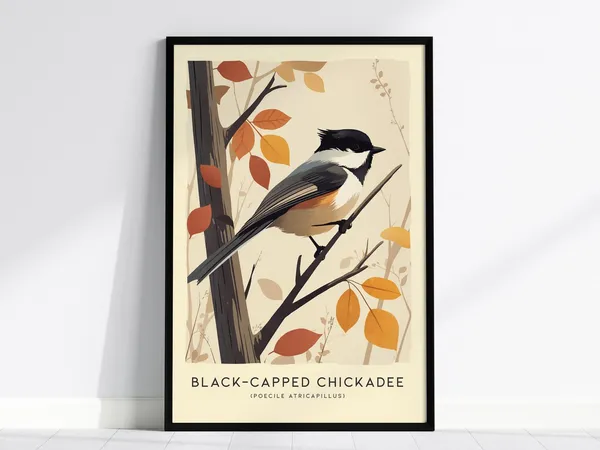 Blackcapped Chickadee Modern Birdwatcher Art Print