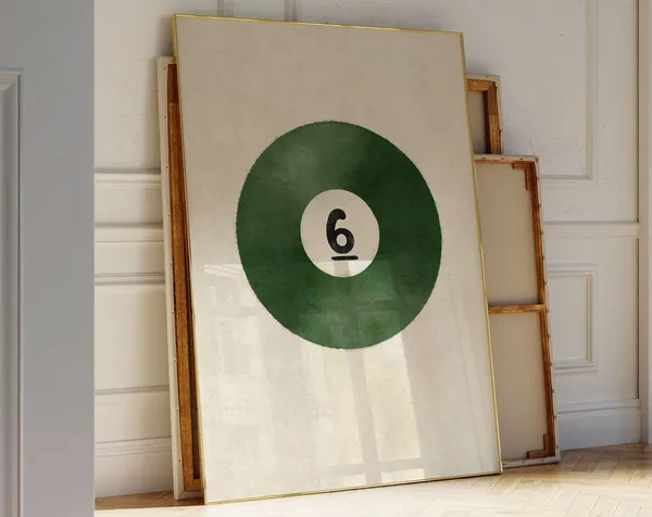 6 Ball Retro Print, Bar Cart Wall Art
