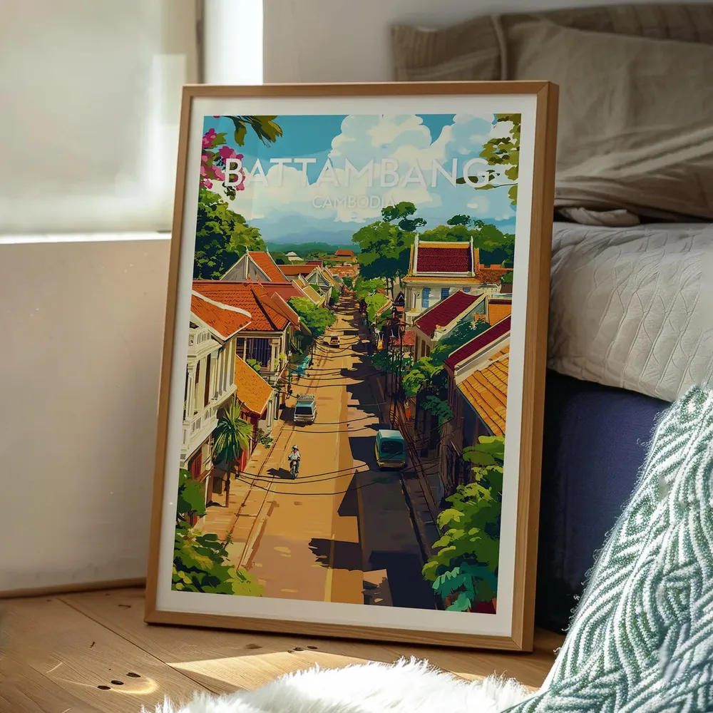 Battambang Travel Poster, Cambodia Wall Art - Image 3