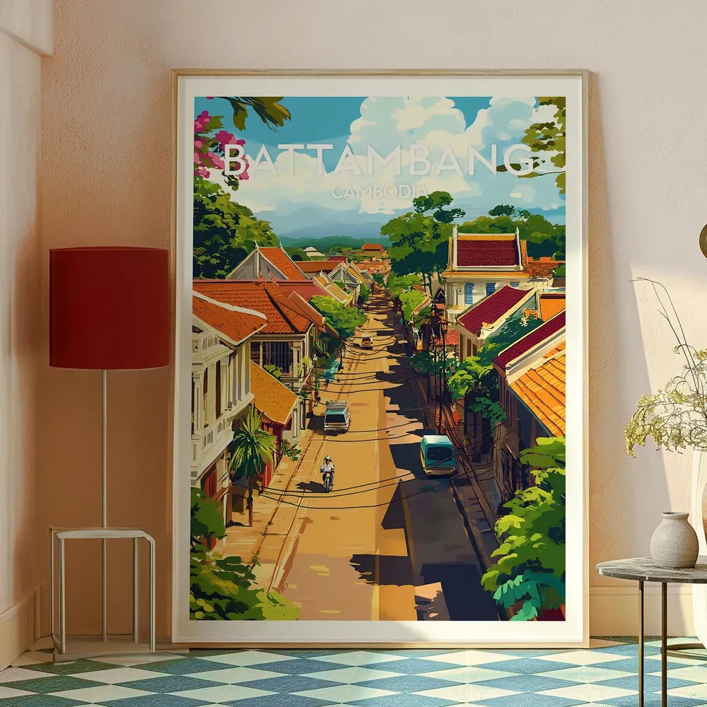 Battambang Travel Poster, Cambodia Wall Art - Image 2
