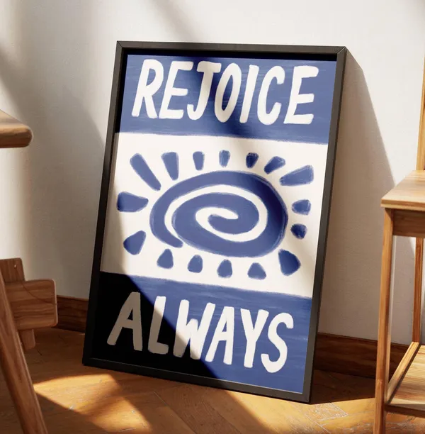 Rejoice Always Retro Christian Bible Verse Art Print