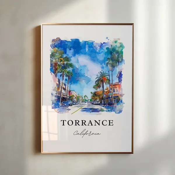 Torrance, California Watercolor Travel Poster