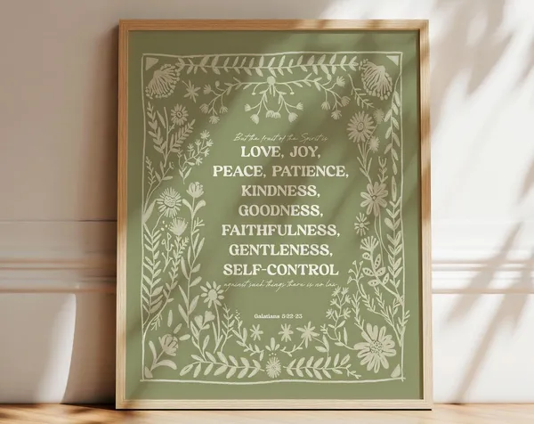 Fruit of the Spirit Scripture Art Print, Sage Green
